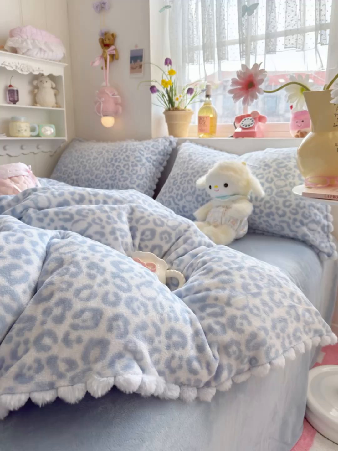 91家纺网 家纺一手货源 找家纺 初念 2025新款牛奶绒印花四件套-豹纹 牛奶绒-蓝豹纹