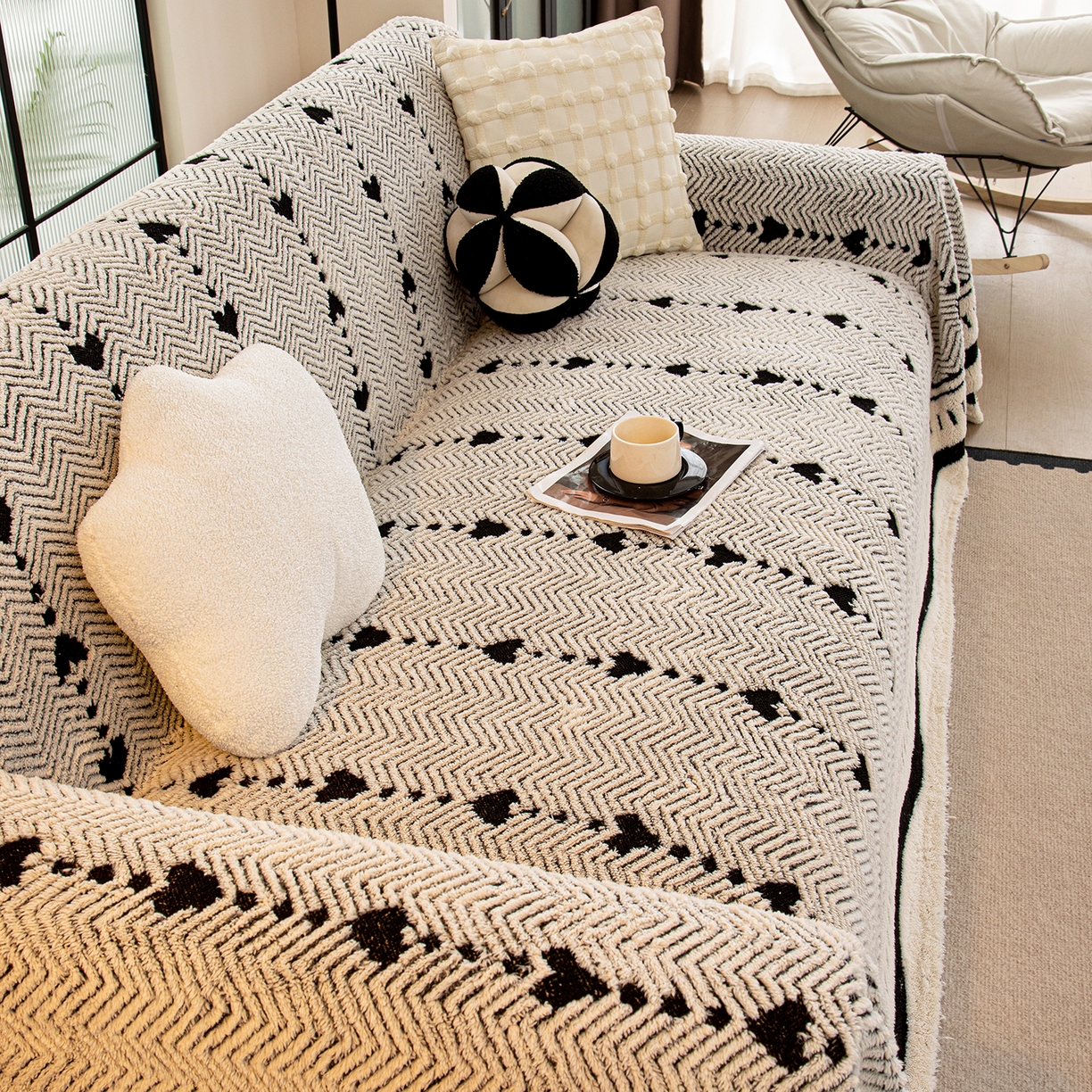 91家纺网 家纺一手货源 找家纺 （总）沐沐家纺 2025新款爱心绒语沙发巾