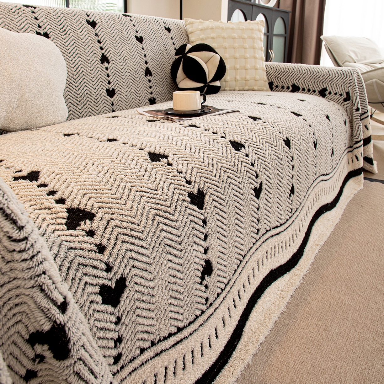 91家纺网 家纺一手货源 找家纺 （总）沐沐家纺 2025新款爱心绒语沙发巾