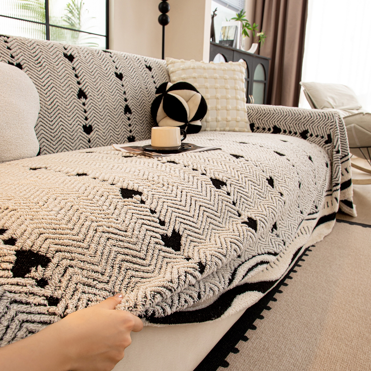 91家纺网 家纺一手货源 找家纺 （总）沐沐家纺 2025新款爱心绒语沙发巾