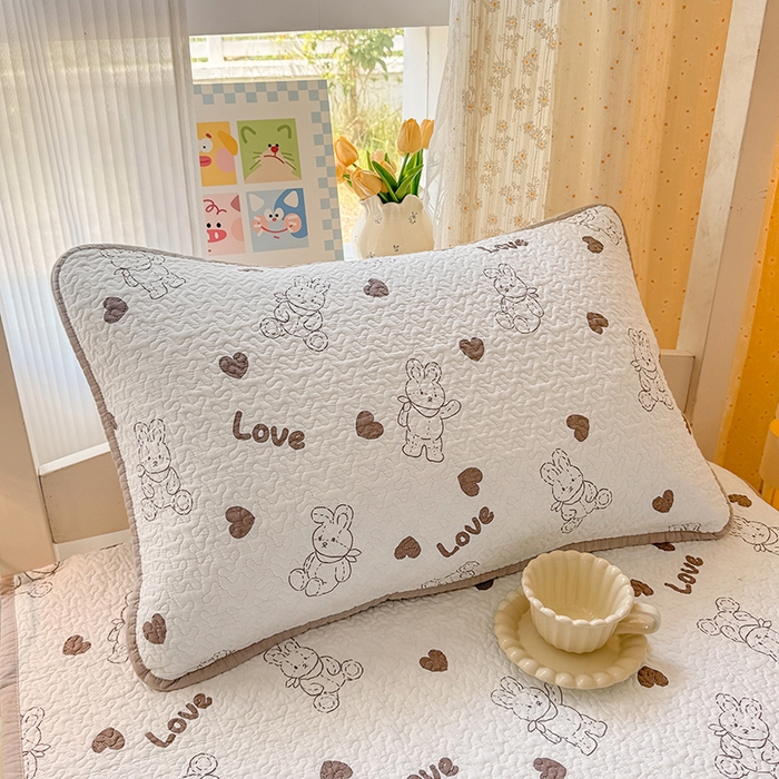 期遇家居 2025新款13372印花全棉纯棉绗缝加厚枕套 布偶兔