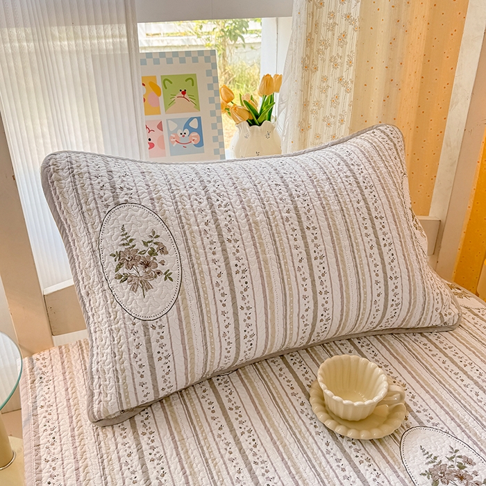 期遇家居 2025新款13372印花全棉纯棉绗缝加厚枕套 卡茜欧