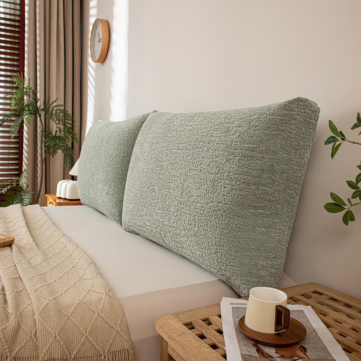 91家纺网 家纺一手货源 找家纺 沐沐家纺 2026新款可可西里面包枕 水绿