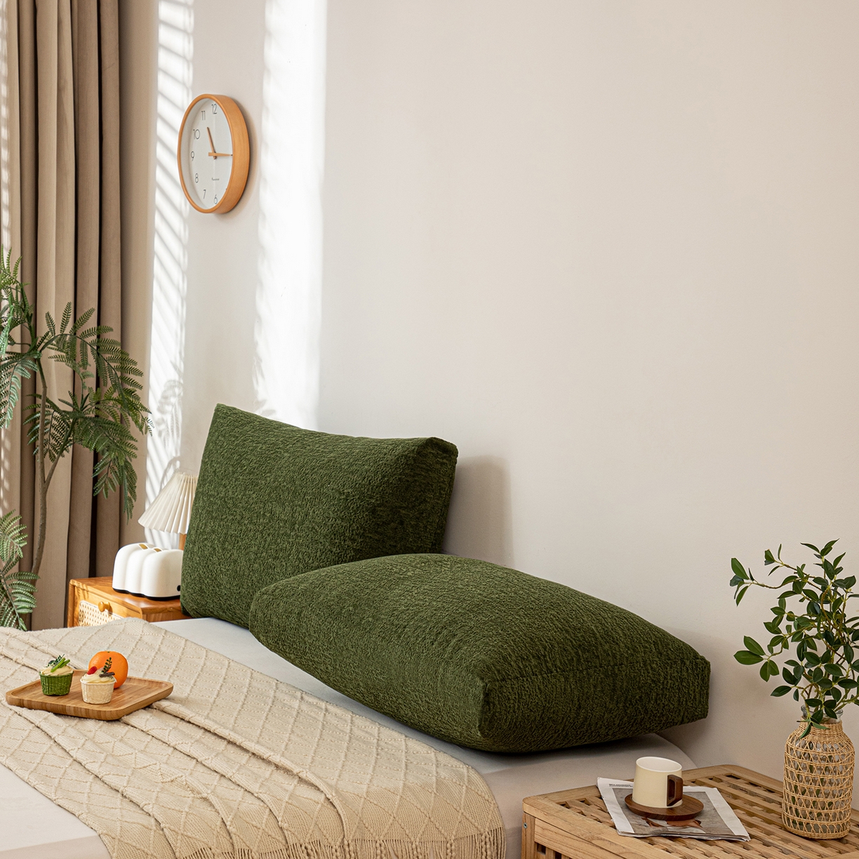 91家纺网 家纺一手货源 找家纺 沐沐家纺 2026新款可可西里面包枕 墨绿