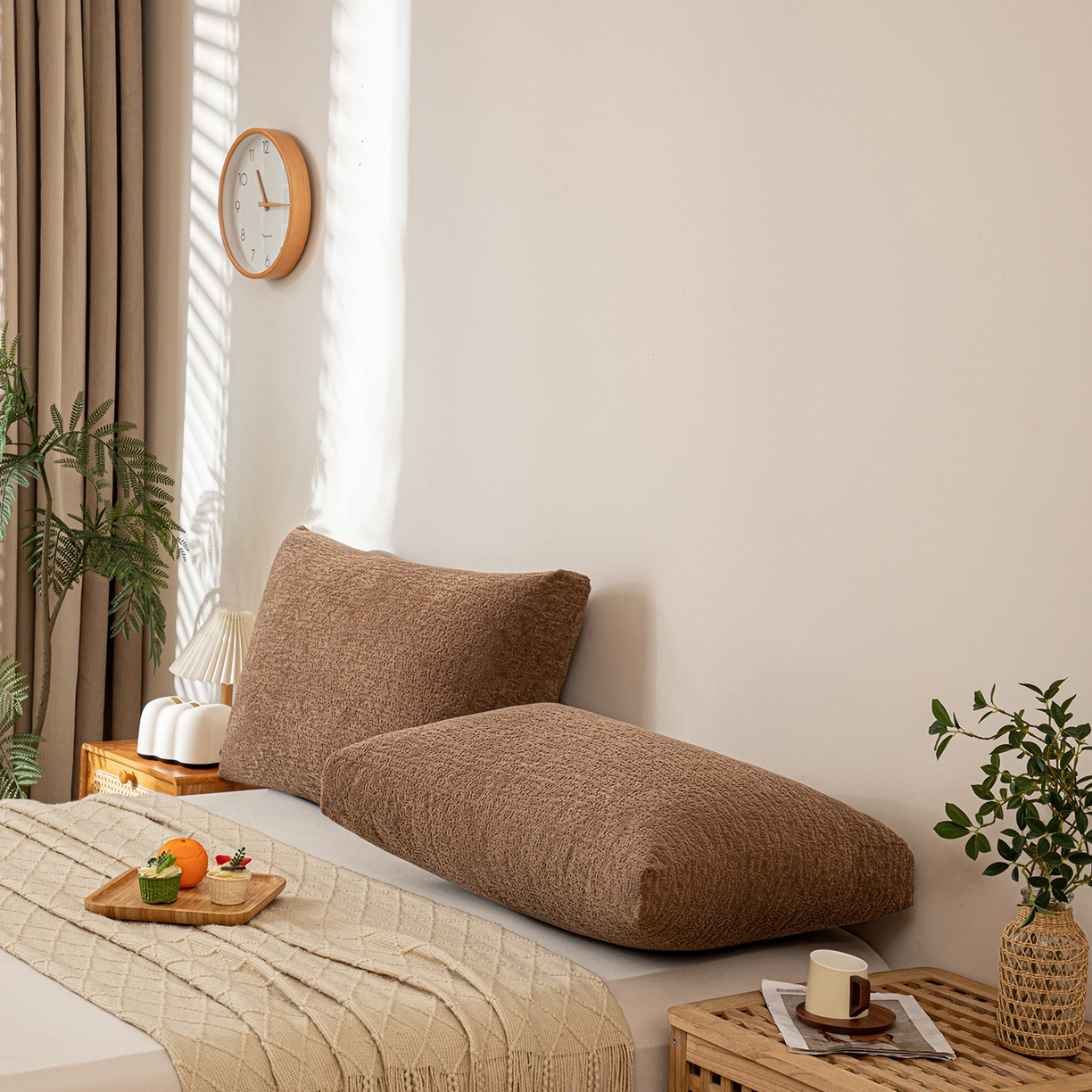 91家纺网 家纺一手货源 找家纺 沐沐家纺 2026新款可可西里面包枕 咖色