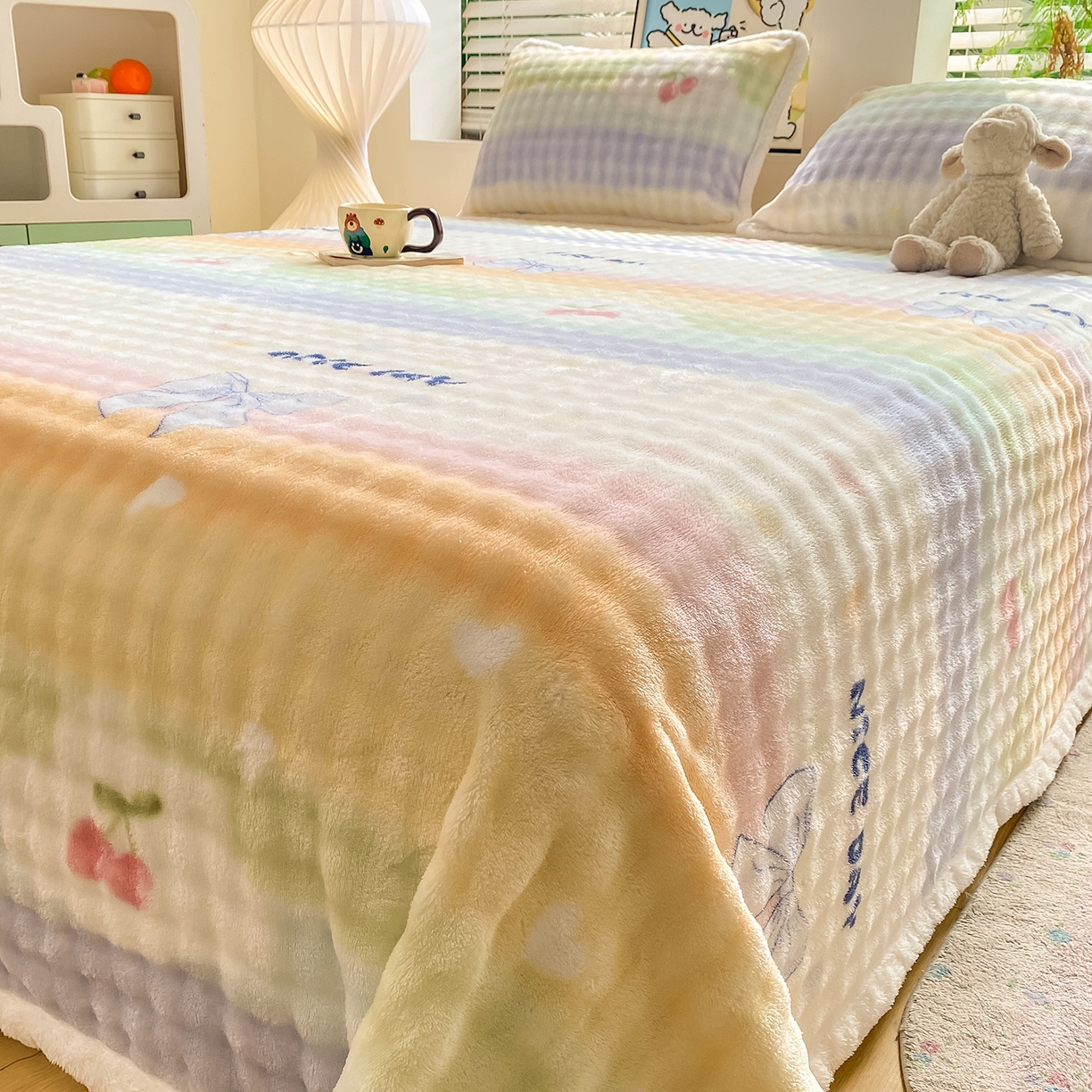 91家纺网 家纺一手货源 找家纺 （总）眠势力 2025新款暖绒泡泡床单冬季保暖被单牛奶绒床单罩