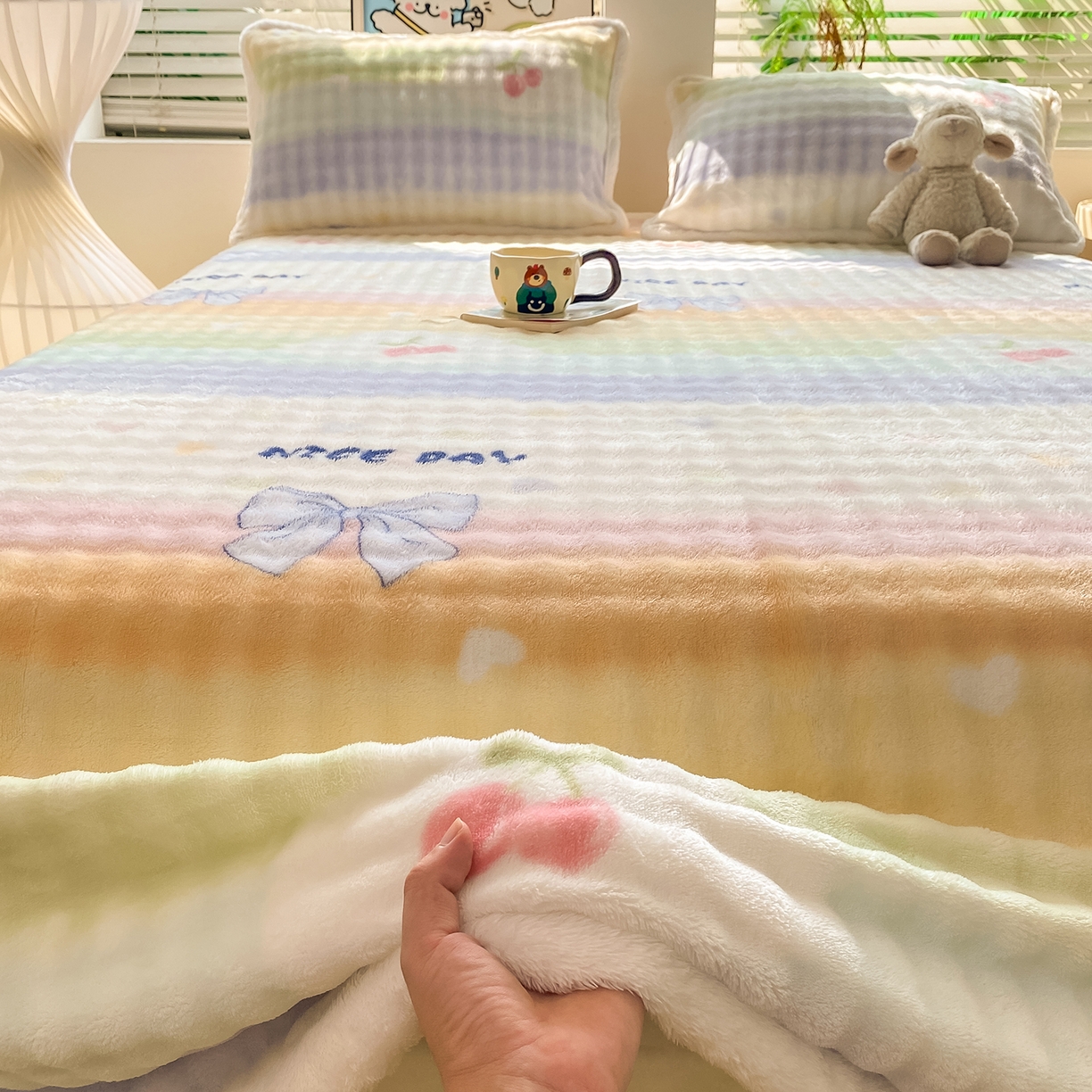 91家纺网 家纺一手货源 找家纺 （总）眠势力 2025新款暖绒泡泡床单冬季保暖被单牛奶绒床单罩