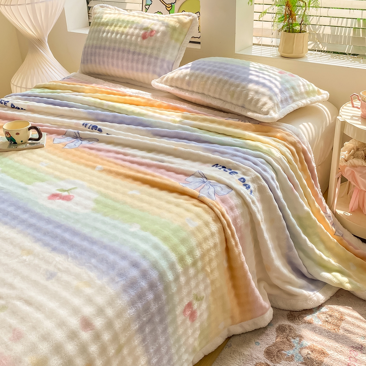 91家纺网 家纺一手货源 找家纺 （总）眠势力 2025新款暖绒泡泡床单冬季保暖被单牛奶绒床单罩