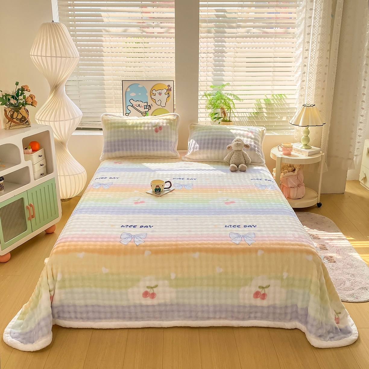 91家纺网 家纺一手货源 找家纺 （总）眠势力 2025新款暖绒泡泡床单冬季保暖被单牛奶绒床单罩