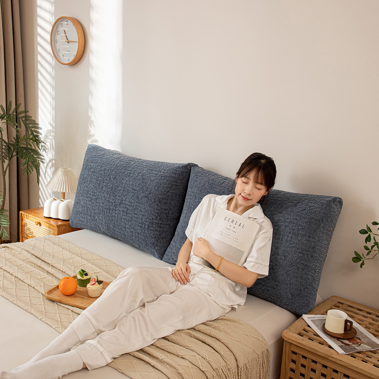 91家纺网 家纺一手货源 找家纺 沐沐家纺 2026新款可可西里面包枕 深灰