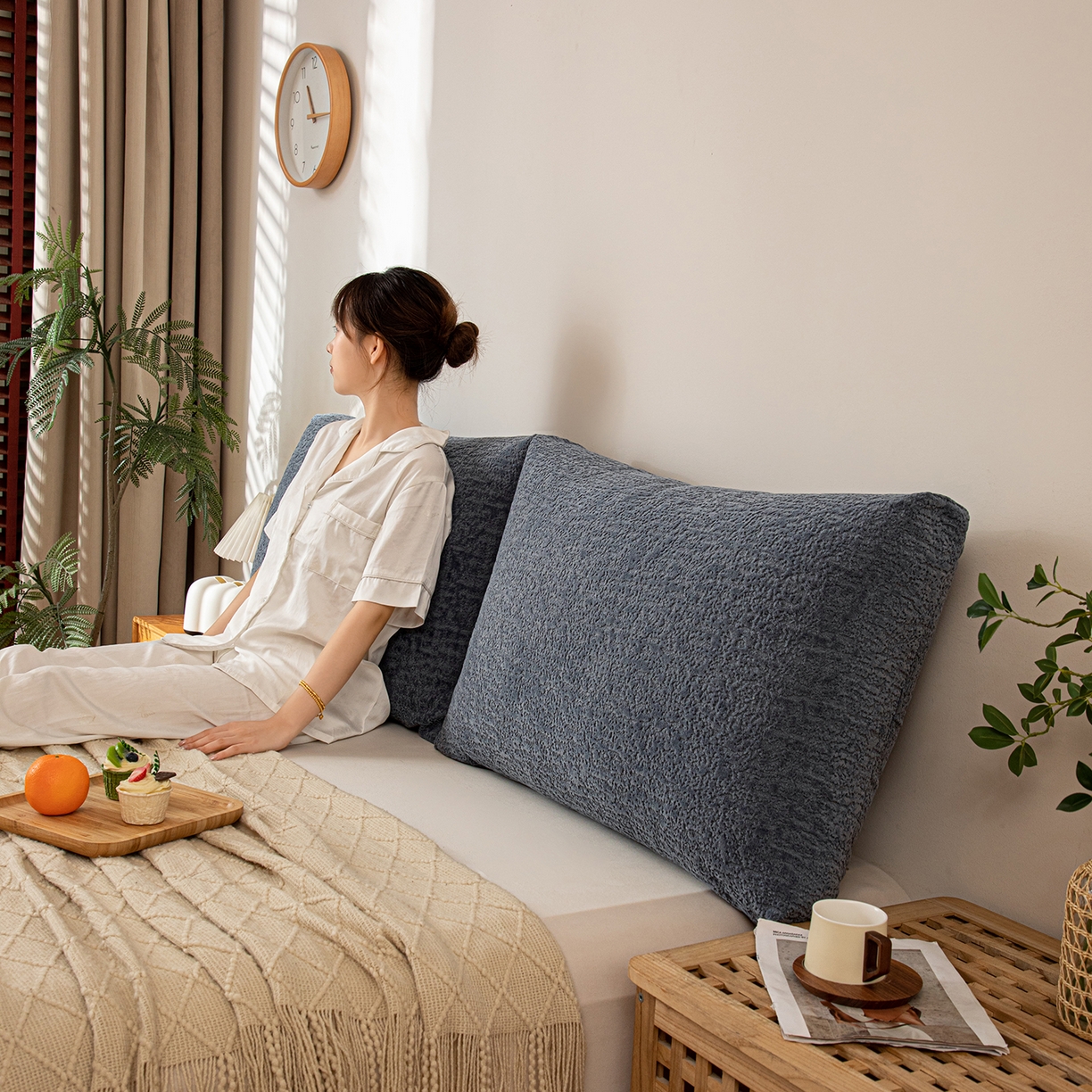 91家纺网 家纺一手货源 找家纺 沐沐家纺 2026新款可可西里面包枕 深灰