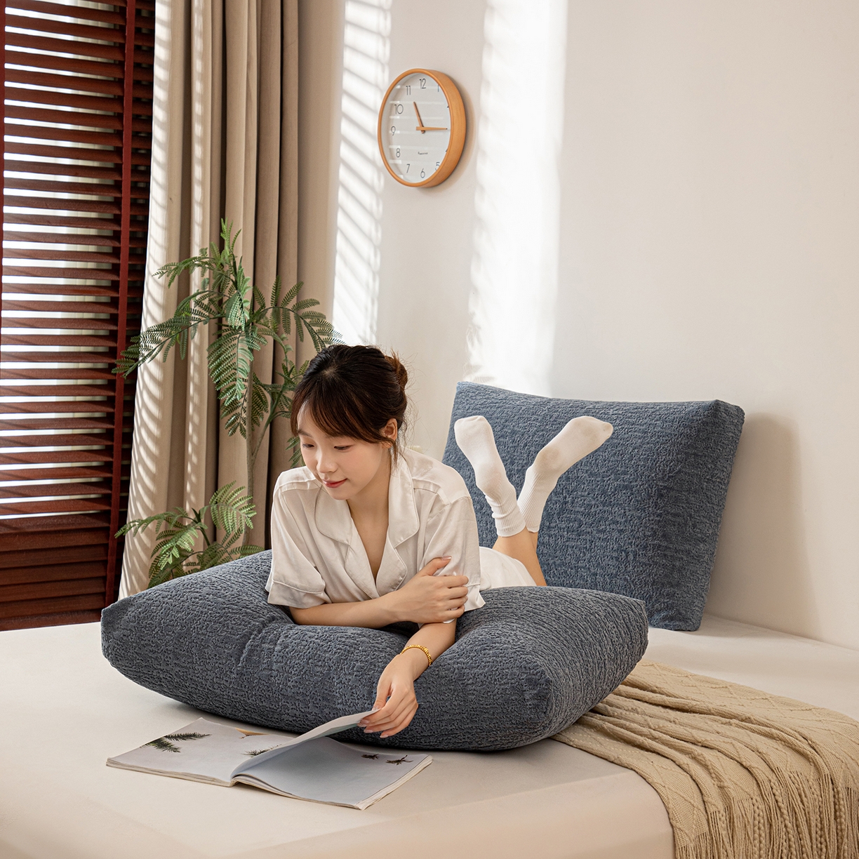 91家纺网 家纺一手货源 找家纺 沐沐家纺 2026新款可可西里面包枕 深灰