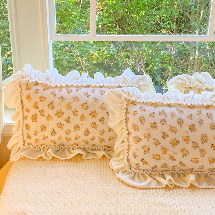 91家纺网 家纺一手货源 找家纺 大麦家纺 2025新款牛奶绒印花夹棉花边床盖四件套 花漾茶町