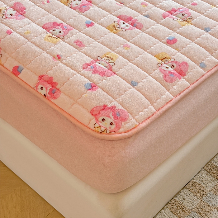 91家纺网 家纺一手货源 找家纺 （总）澜妃 2025新款加厚牛奶绒卡通夹棉单床笠床笠单件单品床笠-亦甜系列