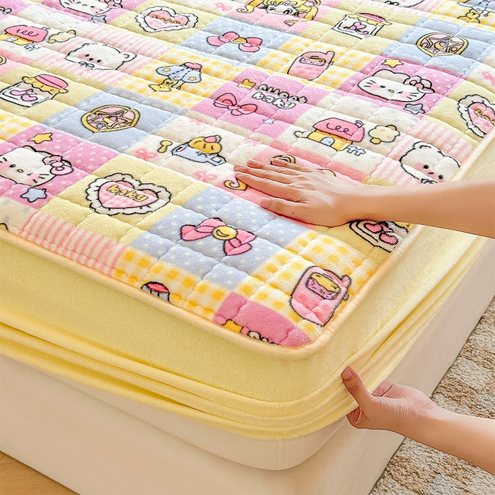 91家纺网 家纺一手货源 找家纺 澜妃 2025新款加厚牛奶绒卡通夹棉单床笠床笠单件单品床笠-亦甜系列 亦甜-少女心