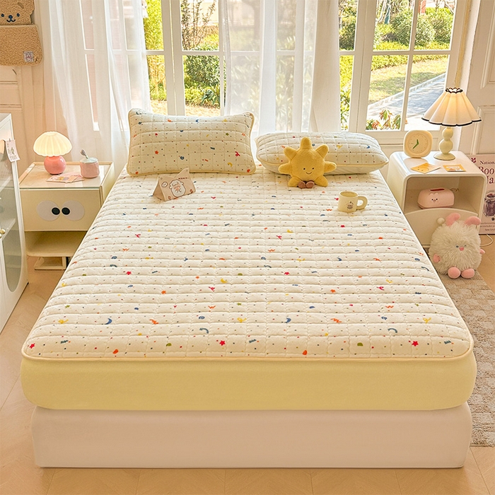 91家纺网 家纺一手货源 找家纺 澜妃 2025新款加厚牛奶绒卡通夹棉单床笠床笠单件单品床笠-亦甜系列 亦甜-芝士酪