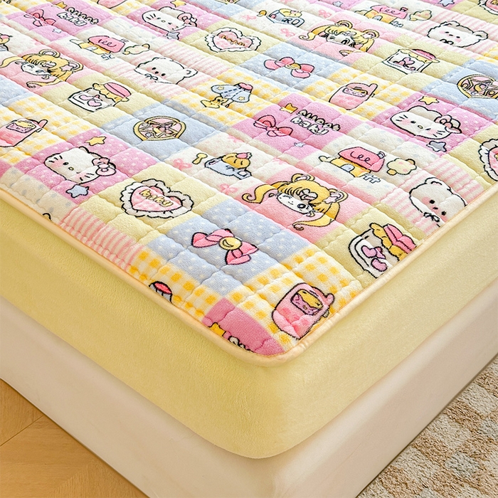 91家纺网 家纺一手货源 找家纺 澜妃 2025新款加厚牛奶绒卡通夹棉单床笠床笠单件单品床笠-亦甜系列 亦甜-少女心