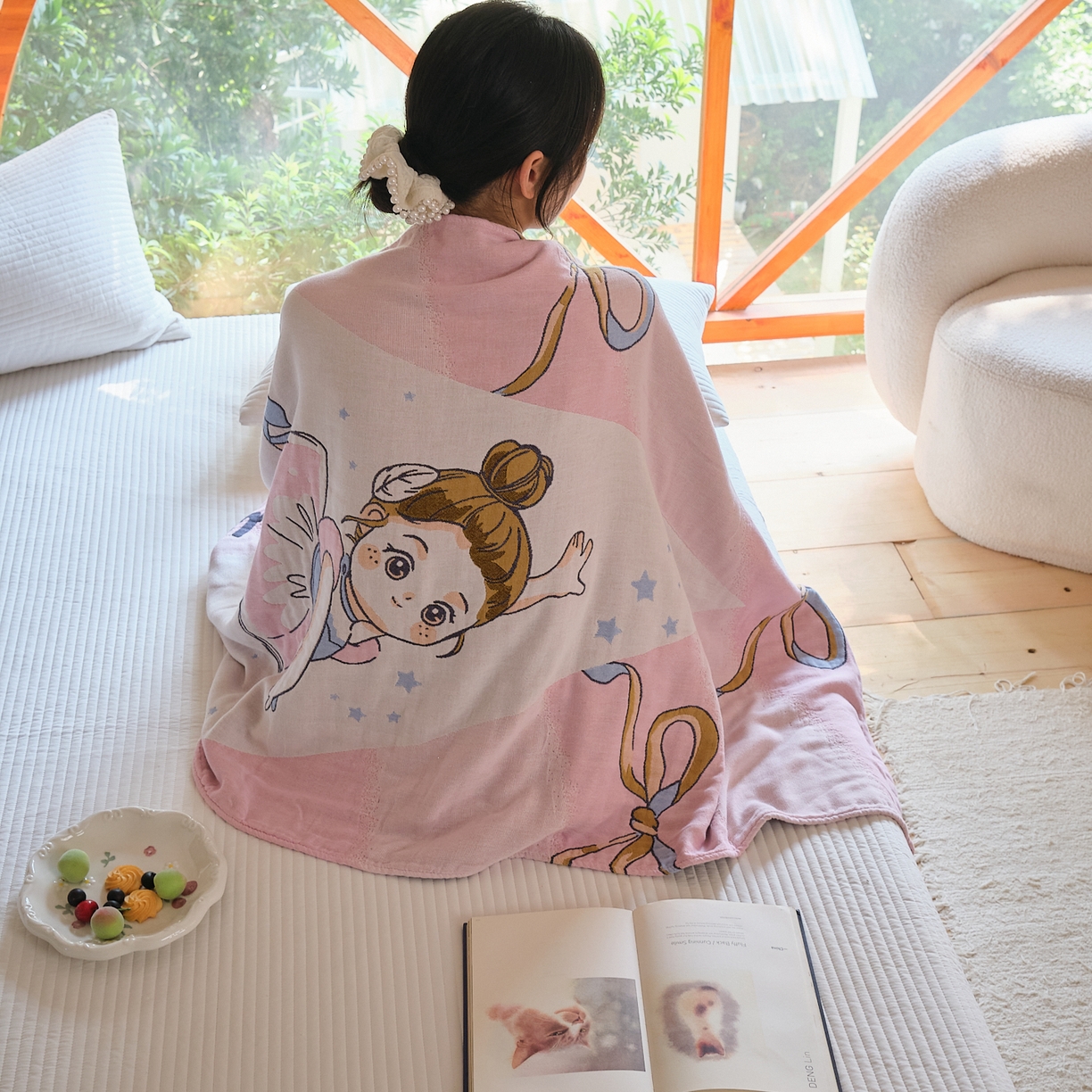 91家纺网 家纺一手货源 找家纺 （总）沐瑟家纺 2025新款卡通A类全棉四层纱布浴巾加大毛巾-第三组