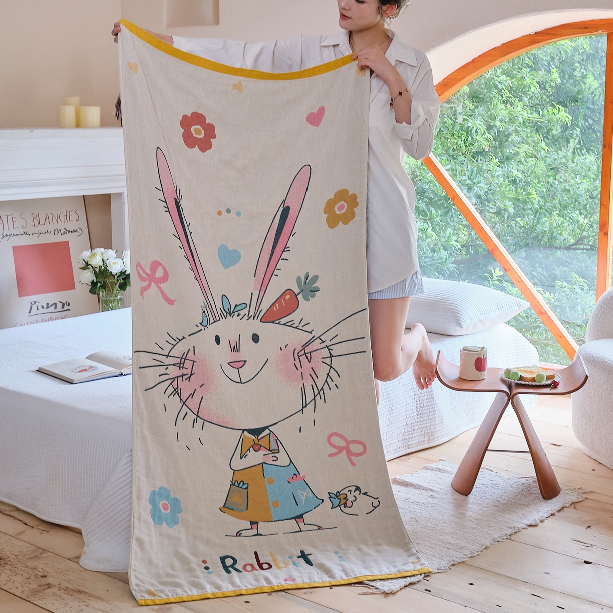 91家纺网 家纺一手货源 找家纺 （总）沐瑟家纺 2025新款卡通A类全棉四层纱布浴巾加大毛巾-第三组