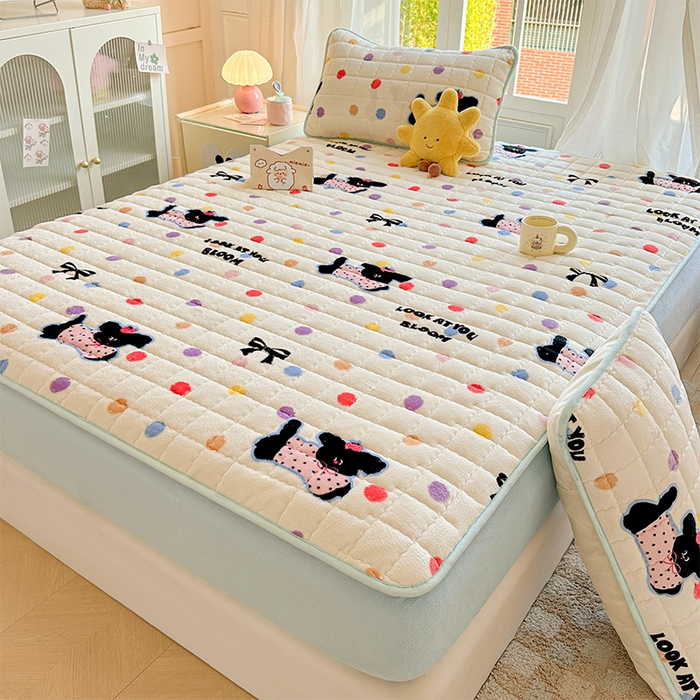 91家纺网 家纺一手货源 找家纺 澜妃 2025新款加厚牛奶绒卡通夹棉单床笠床笠单件单品床笠-亦甜系列 亦甜-旺旺仙贝