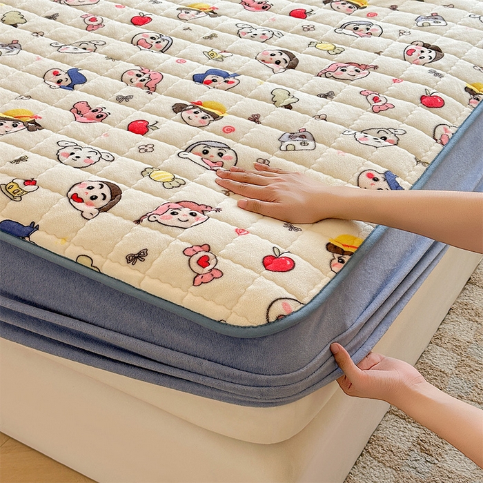 91家纺网 家纺一手货源 找家纺 澜妃 2025新款加厚牛奶绒卡通夹棉单床笠床笠单件单品床笠-亦甜系列 亦甜-小小新