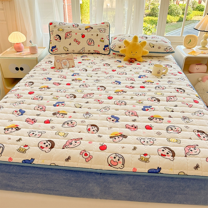 91家纺网 家纺一手货源 找家纺 澜妃 2025新款加厚牛奶绒卡通夹棉单床笠床笠单件单品床笠-亦甜系列 亦甜-小小新