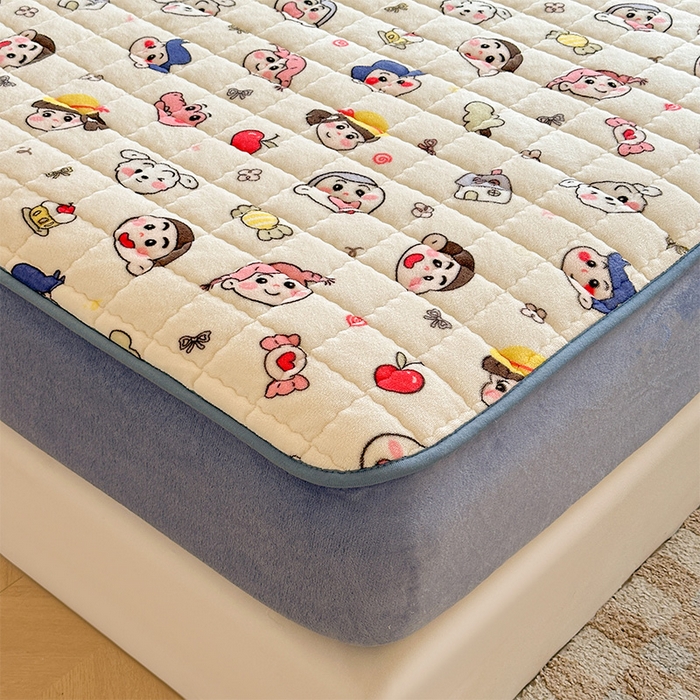 91家纺网 家纺一手货源 找家纺 澜妃 2025新款加厚牛奶绒卡通夹棉单床笠床笠单件单品床笠-亦甜系列 亦甜-小小新