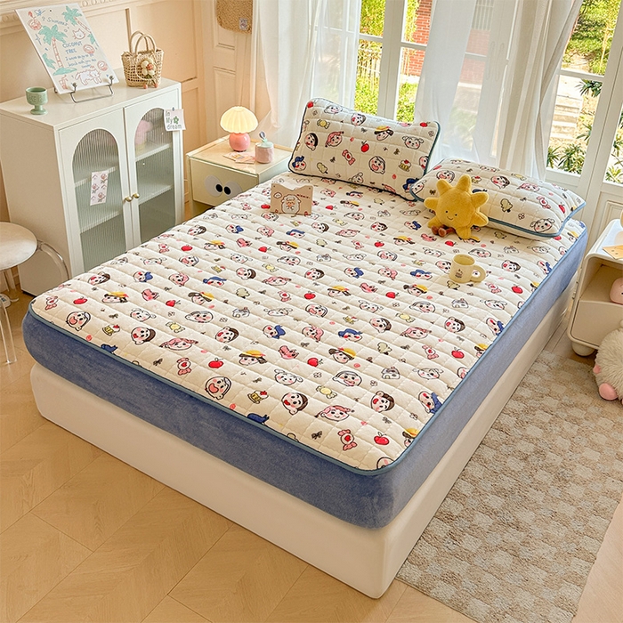 91家纺网 家纺一手货源 找家纺 澜妃 2025新款加厚牛奶绒卡通夹棉单床笠床笠单件单品床笠-亦甜系列 亦甜-小小新