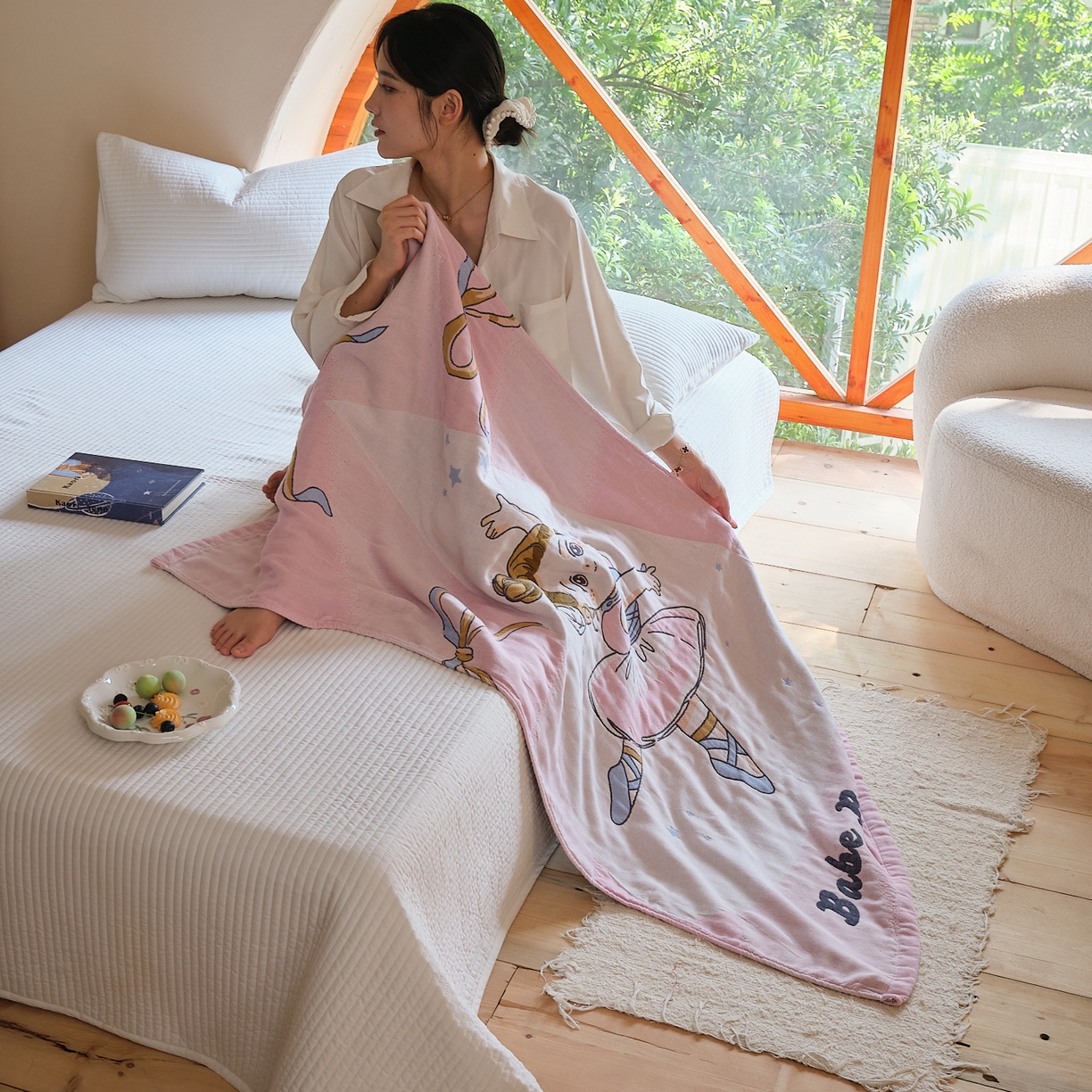 91家纺网 家纺一手货源 找家纺 （总）沐瑟家纺 2025新款卡通A类全棉四层纱布浴巾加大毛巾-第三组