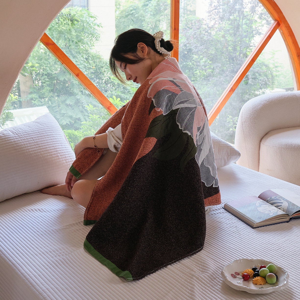 91家纺网 家纺一手货源 找家纺 沐瑟家纺 2025新款卡通A类全棉四层纱布浴巾加大毛巾-第三组 珍爱 80*160cm