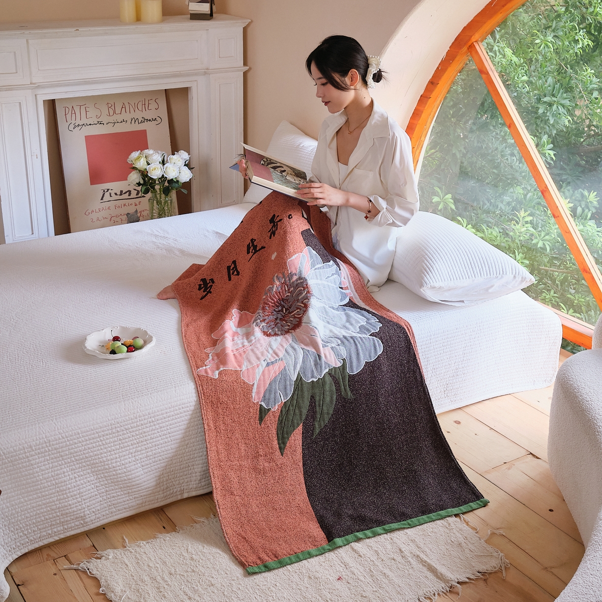 91家纺网 家纺一手货源 找家纺 沐瑟家纺 2025新款卡通A类全棉四层纱布浴巾加大毛巾-第三组 珍爱 80*160cm