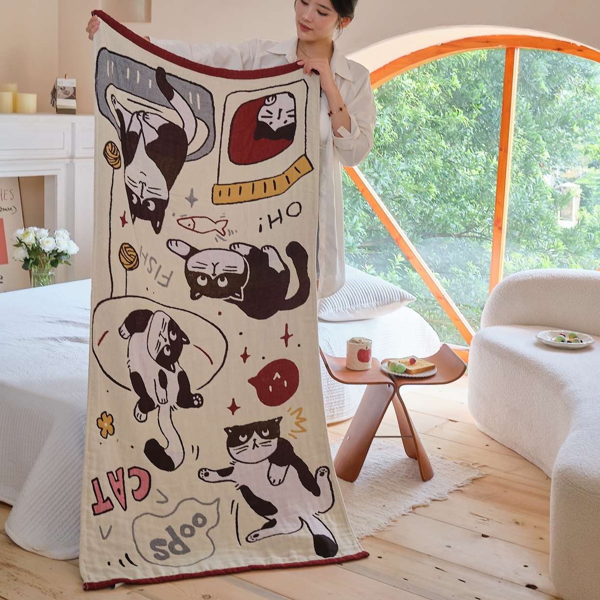 91家纺网 家纺一手货源 找家纺 （总）沐瑟家纺 2025新款卡通A类全棉四层纱布浴巾加大毛巾-第三组