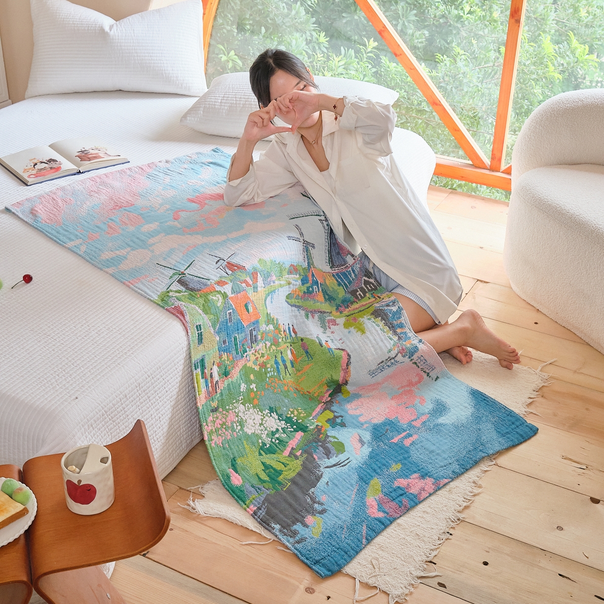 91家纺网 家纺一手货源 找家纺 沐瑟家纺 2025新款卡通A类全棉四层纱布浴巾加大毛巾-第三组 梦幻肯拉 80*160cm