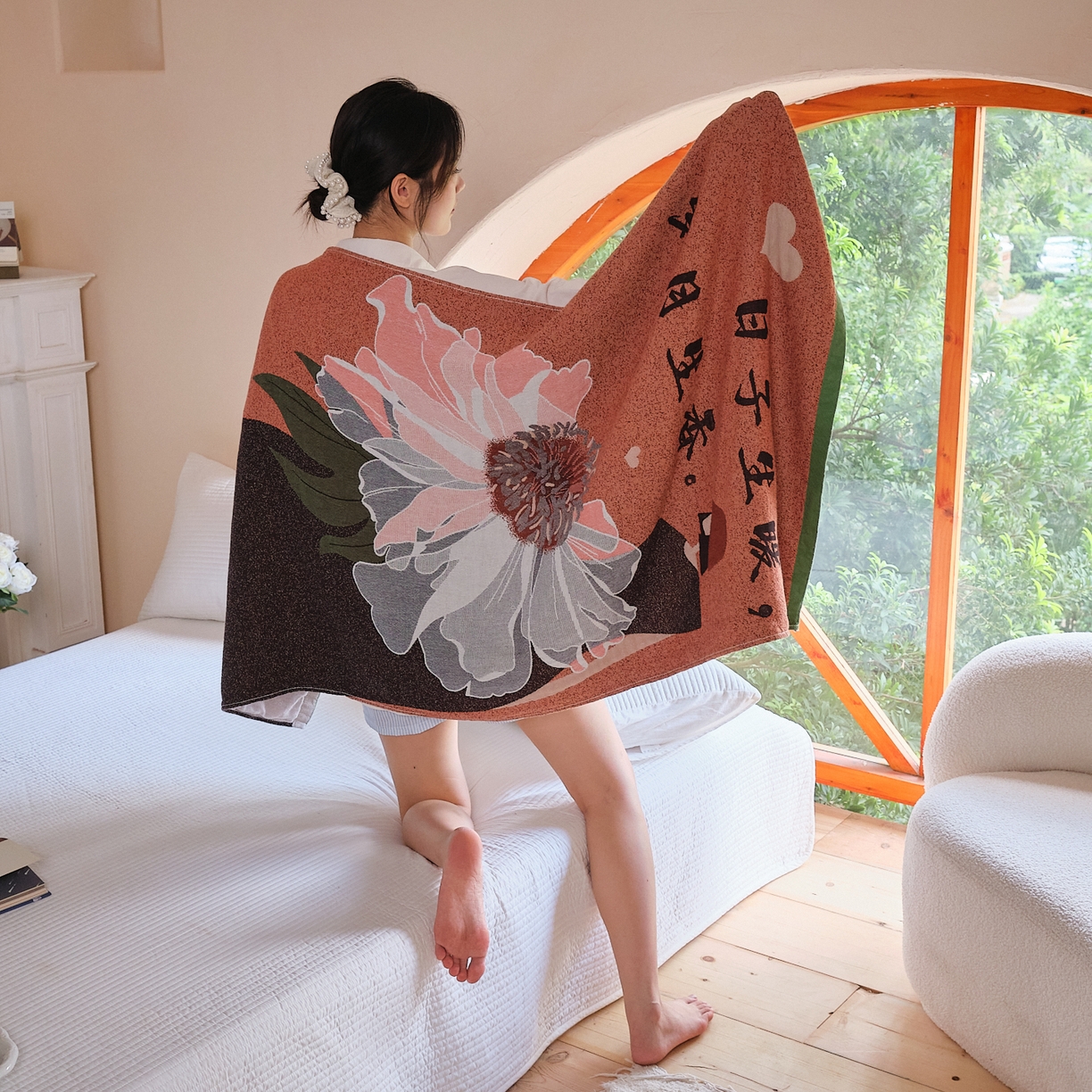 91家纺网 家纺一手货源 找家纺 沐瑟家纺 2025新款卡通A类全棉四层纱布浴巾加大毛巾-第三组 珍爱 80*160cm