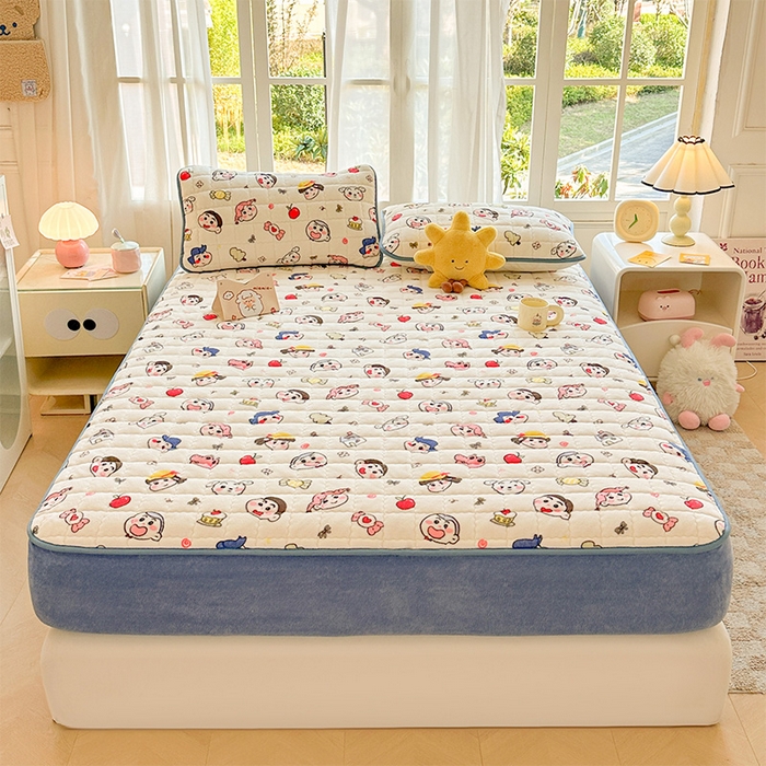 91家纺网 家纺一手货源 找家纺 澜妃 2025新款加厚牛奶绒卡通夹棉单床笠床笠单件单品床笠-亦甜系列 亦甜-小小新