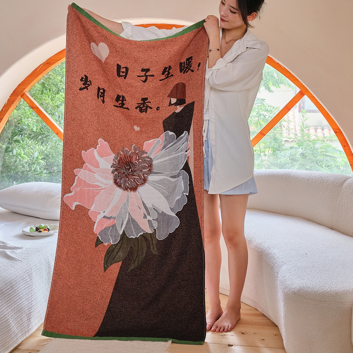 91家纺网 家纺一手货源 找家纺 沐瑟家纺 2025新款卡通A类全棉四层纱布浴巾加大毛巾-第三组 珍爱 80*160cm