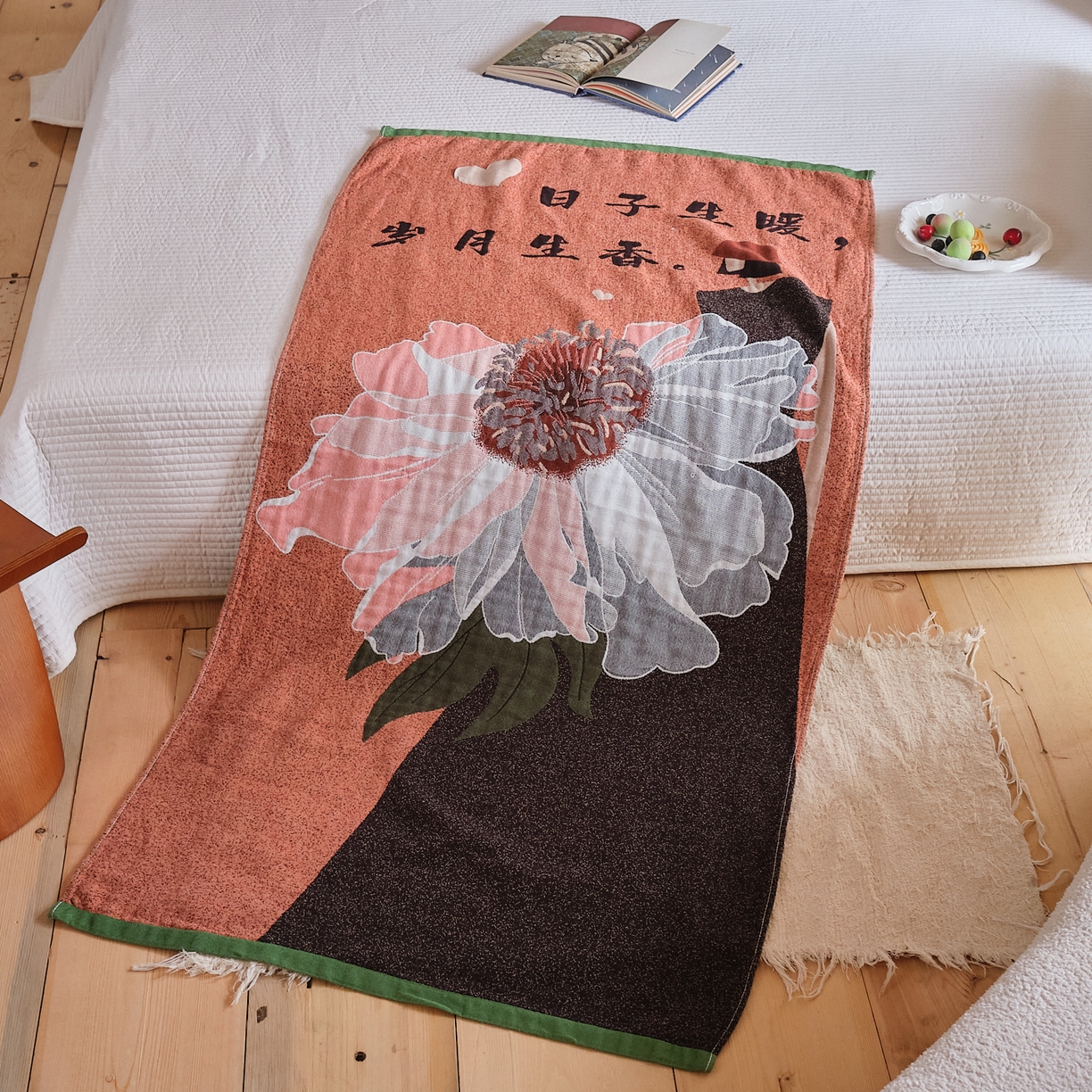 91家纺网 家纺一手货源 找家纺 沐瑟家纺 2025新款卡通A类全棉四层纱布浴巾加大毛巾-第三组 珍爱 80*160cm