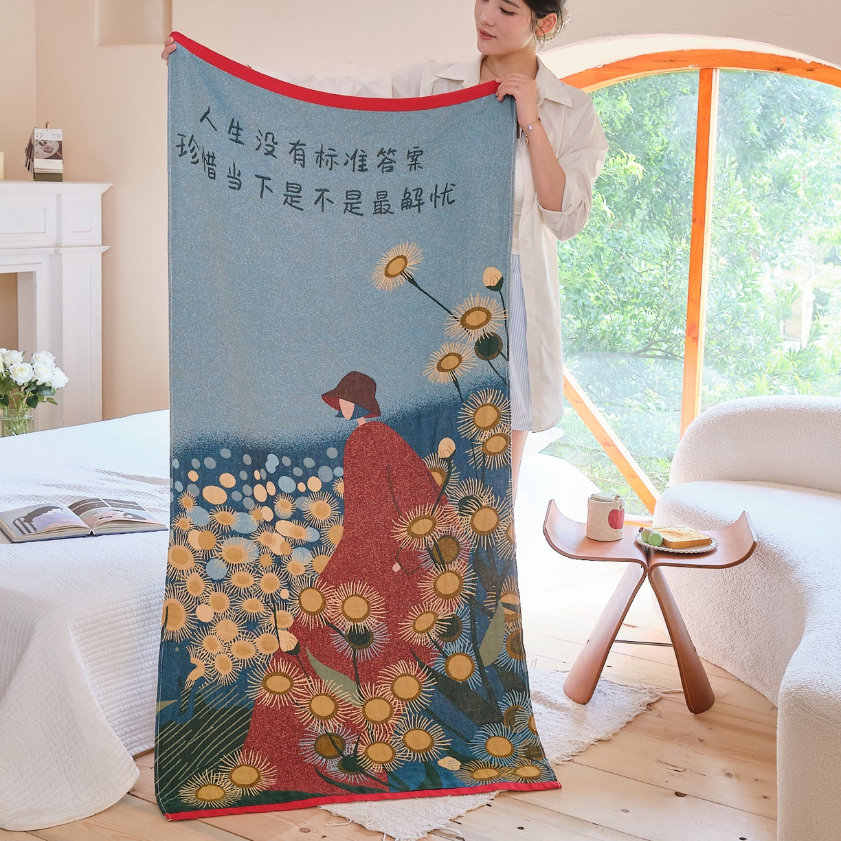 沐瑟家纺 2025新款卡通A类全棉四层纱布浴巾加大毛巾-第三组 月薇 80*160cm