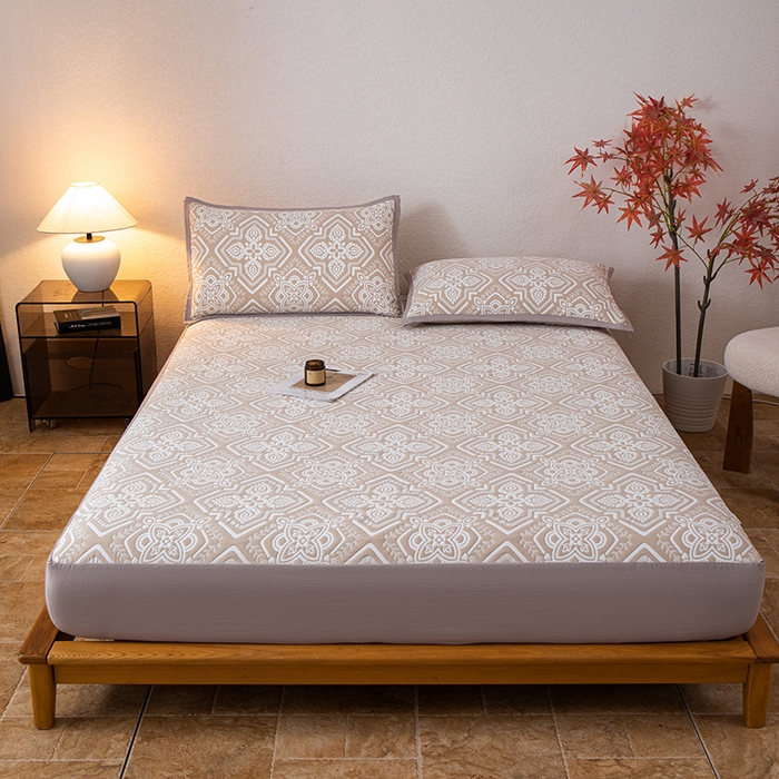 91家纺网 家纺一手货源 找家纺 萌飞2024新款全棉新疆棉花夹棉床垫加厚床褥垫被三件套印花 幸运独角龙