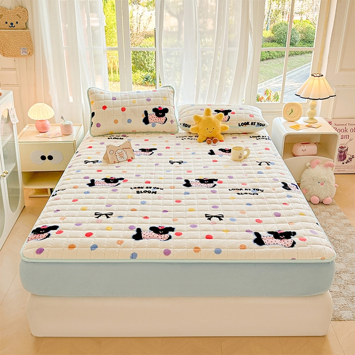 91家纺网 家纺一手货源 找家纺 澜妃 2025新款加厚牛奶绒卡通夹棉单床笠床笠单件单品床笠-亦甜系列 亦甜-旺旺仙贝