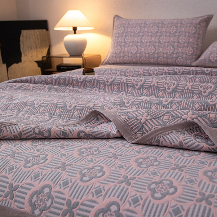 91家纺网 家纺一手货源 找家纺 萌飞 2025新款A类三层纱床笠 可丽之彩-玫瑰粉