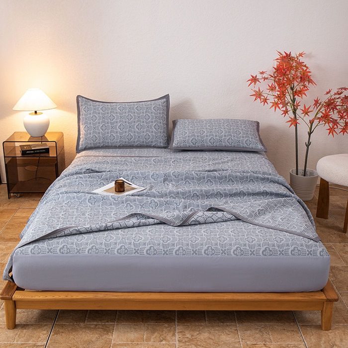 91家纺网 家纺一手货源 找家纺 萌飞 2025新款A类三层纱床笠 可丽之彩-墨黑