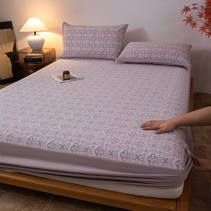 91家纺网 家纺一手货源 找家纺 萌飞 2025新款A类三层纱床笠 可丽之彩-玫瑰粉