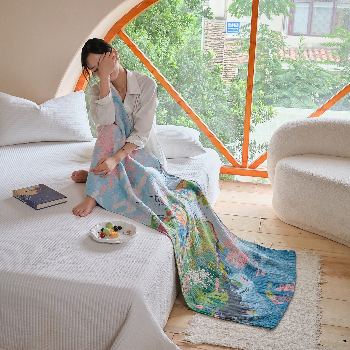 91家纺网 家纺一手货源 找家纺 沐瑟家纺 2025新款卡通A类全棉四层纱布浴巾加大毛巾-第三组 梦幻肯拉 80*160cm