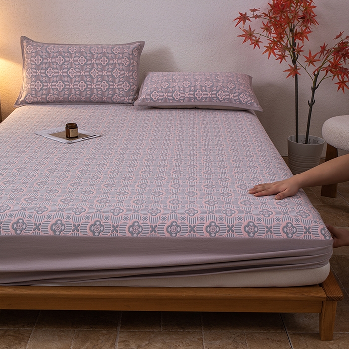 91家纺网 家纺一手货源 找家纺 萌飞 2025新款A类三层纱床笠 可丽之彩-玫瑰粉