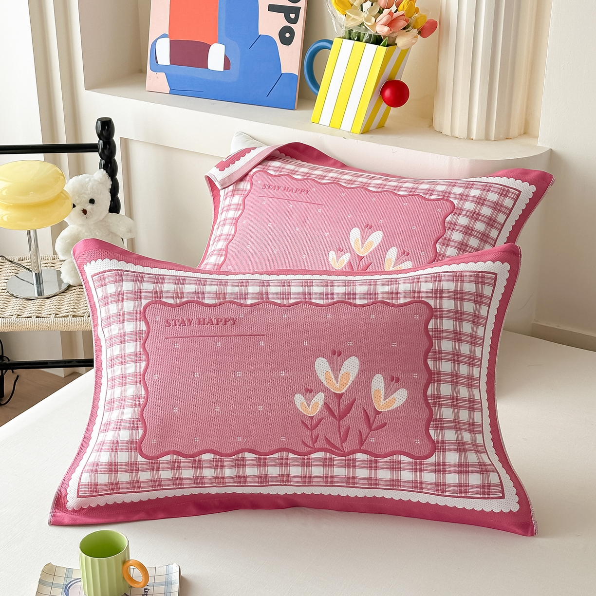 91家纺网 家纺一手货源 找家纺 （总）沐瑟家纺 2025新款亲肤柔软纱布小米格枕巾