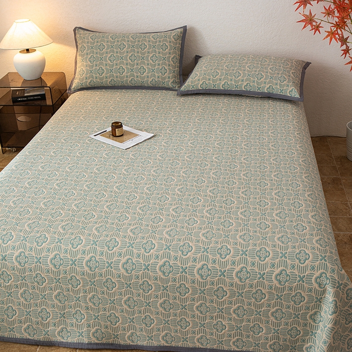 91家纺网 家纺一手货源 找家纺 萌飞 2025新款A类三层纱纱布毛巾被床盖 可丽之彩-亚丁绿