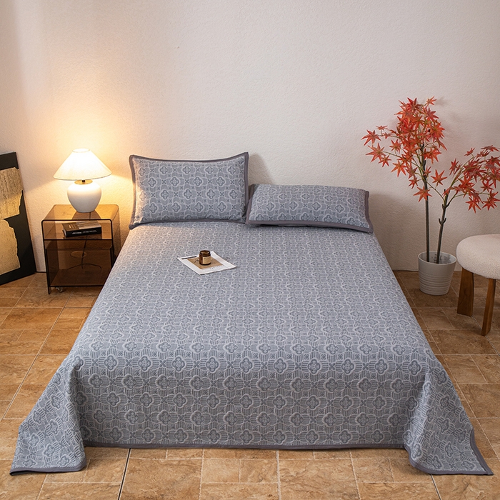 萌飞 2025新款A类三层纱纱布毛巾被床盖 可丽之彩-墨黑