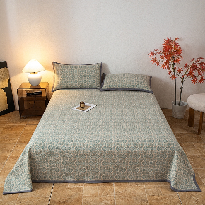 萌飞 2025新款A类三层纱纱布毛巾被床盖 可丽之彩-亚丁绿