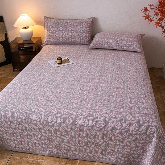 91家纺网 家纺一手货源 找家纺 萌飞 2025新款A类三层纱纱布毛巾被床盖 可丽之彩-玫瑰粉